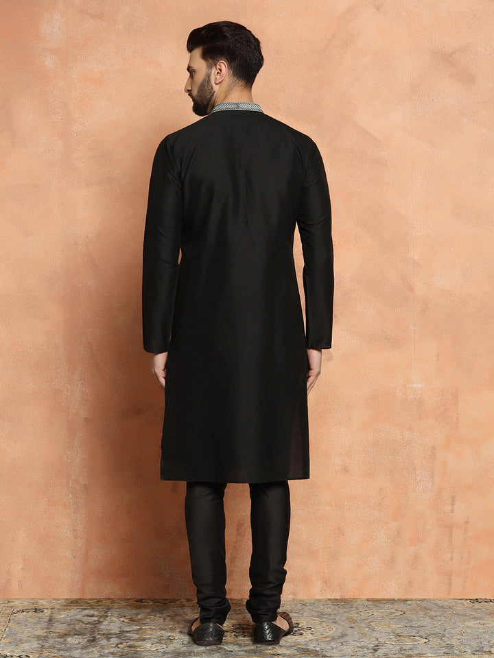 Black Cotton Silk Kurta Churidar Set | SHOBITAM