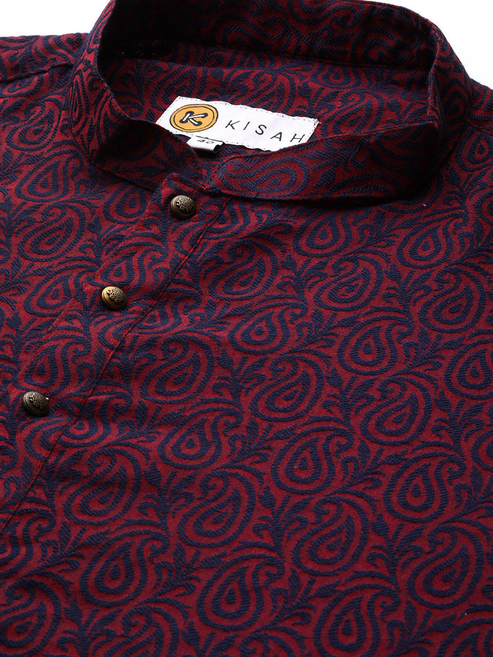 Maroon Printed Kurta with Trouser | SHOBITAM
