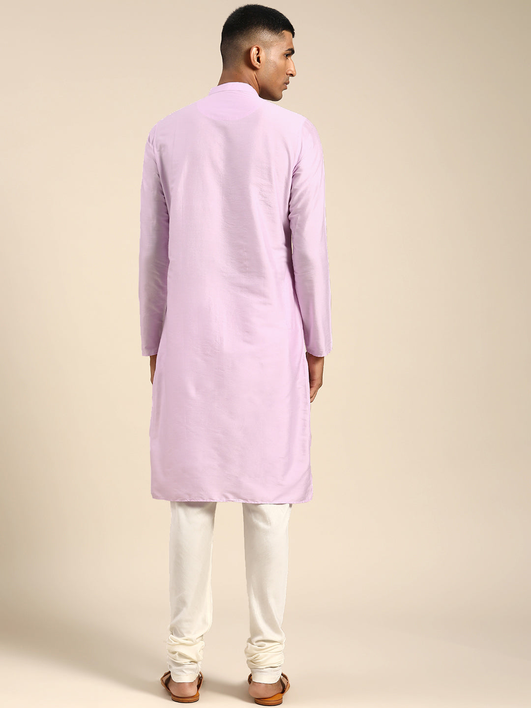 Men Lavender Solid Dyed Kurta | SHOBITAM