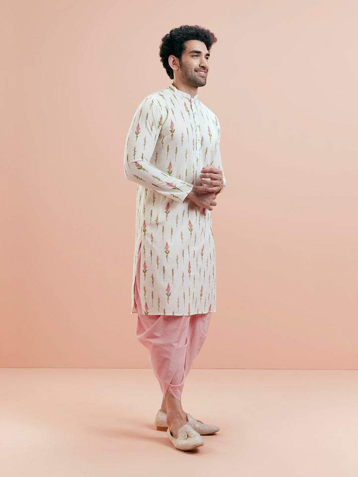 Cream Cotton Floral Printed Kurta | SHOBITAM
