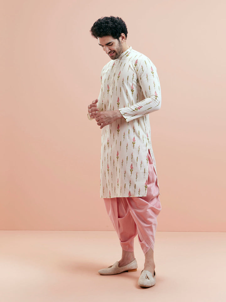 Cream Cotton Floral Printed Kurta | SHOBITAM