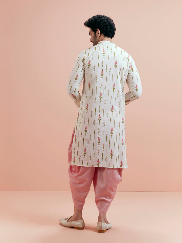 Cream Cotton Floral Printed Kurta | SHOBITAM