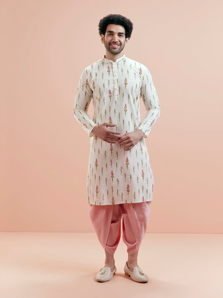 Cream Cotton Floral Printed Kurta | SHOBITAM