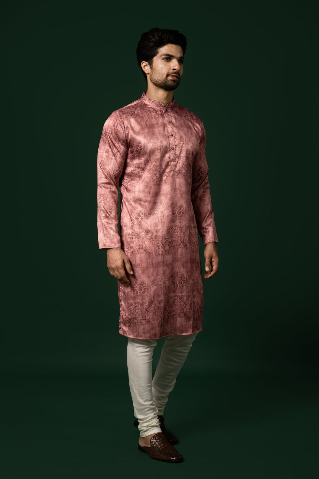 Pink Textured Silk Blend Kurta | SHOBITAM