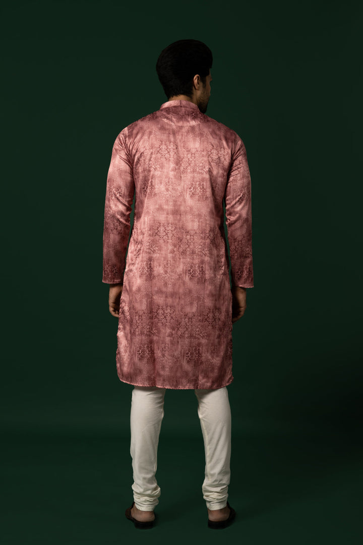 Pink Textured Silk Blend Kurta | SHOBITAM