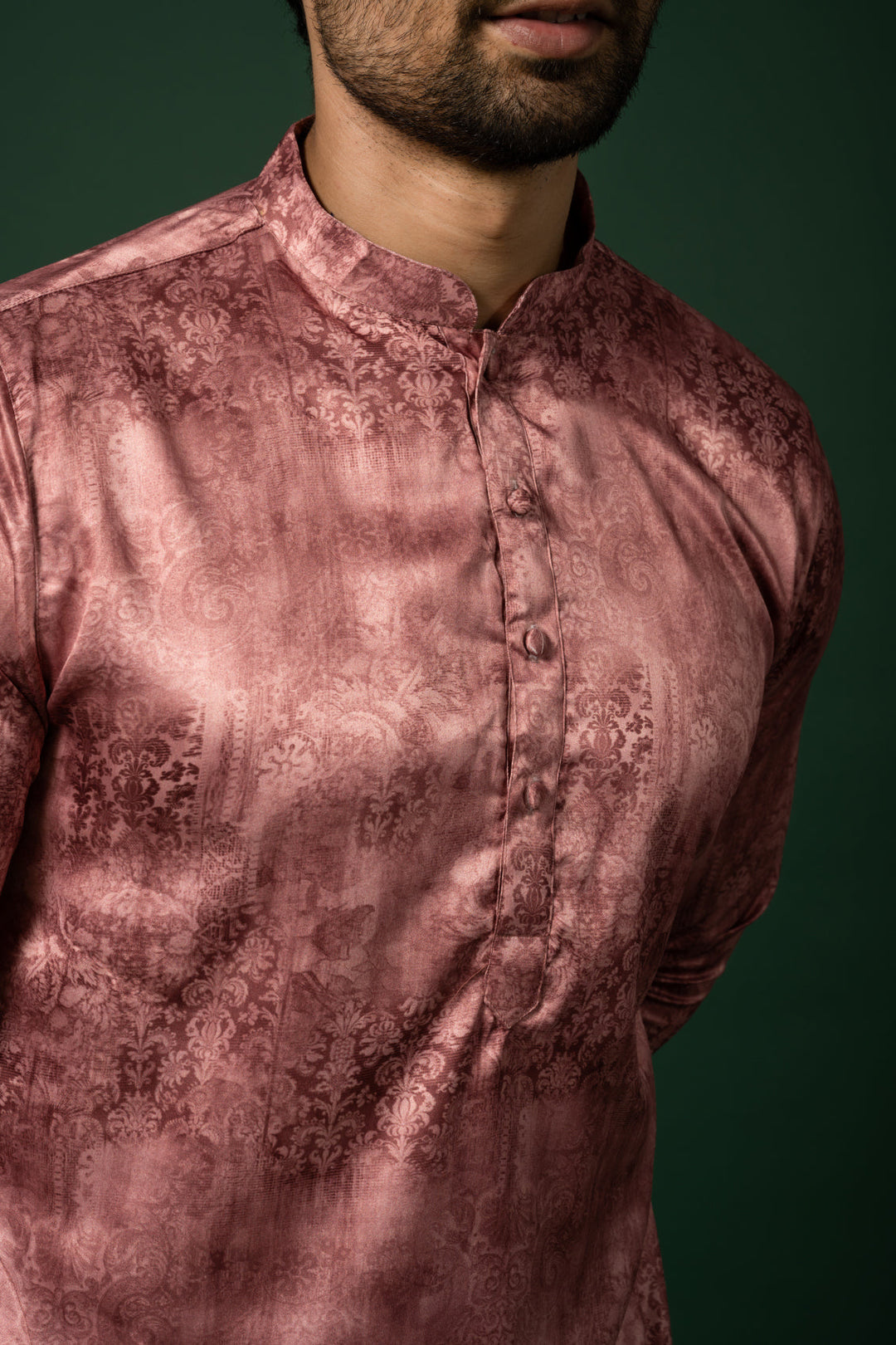 Pink Textured Silk Blend Kurta | SHOBITAM