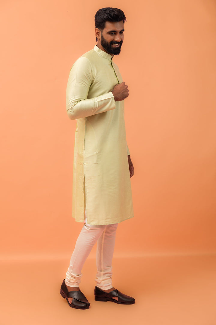 Men Green Kurta | SHOBITAM