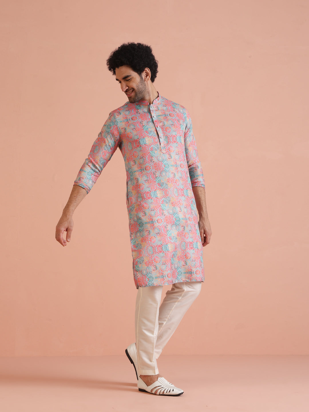 Multi Color Art Silk Printed Long Kurta | SHOBITAM