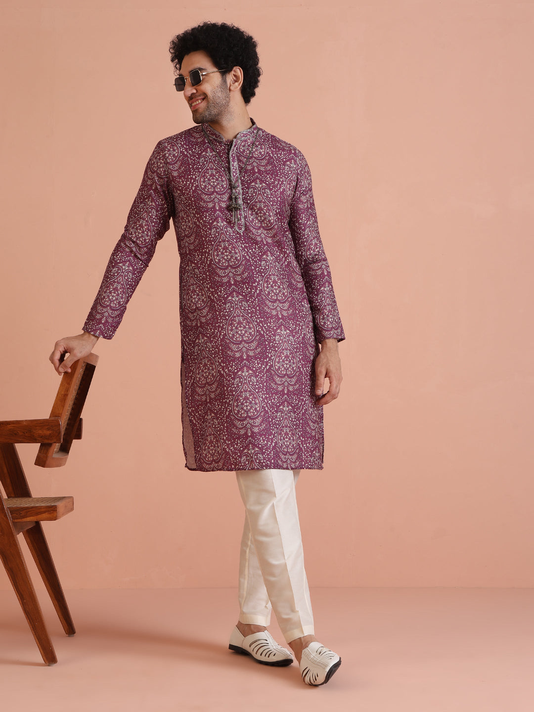 Maroon Art Silk Paisley Printed Kurta | SHOBITAM