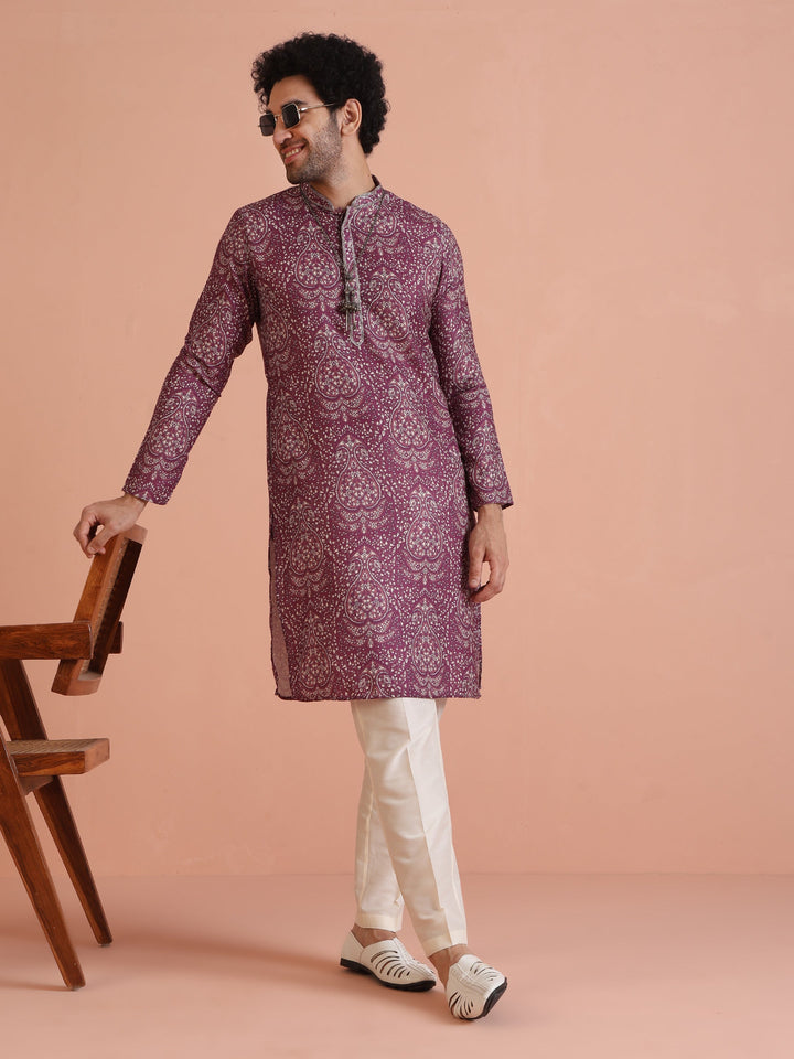 Maroon Art Silk Paisley Printed Kurta | SHOBITAM