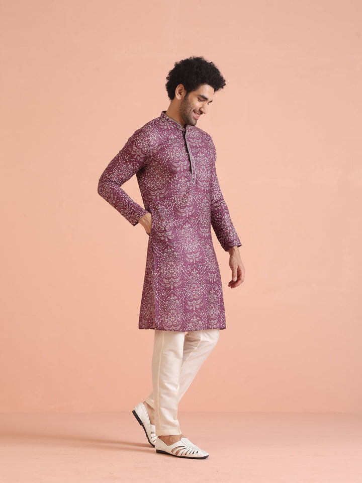 Maroon Art Silk Paisley Printed Kurta | SHOBITAM