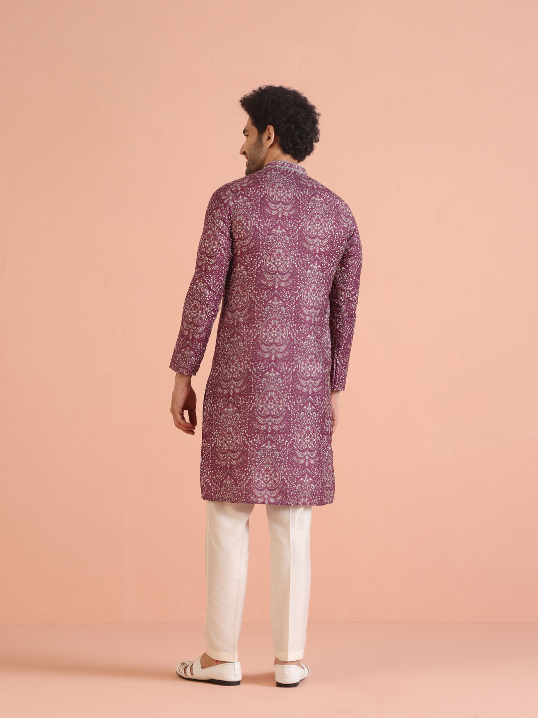 Purple Pashmina Printed Kurta Trouser Set | SHOBITAM