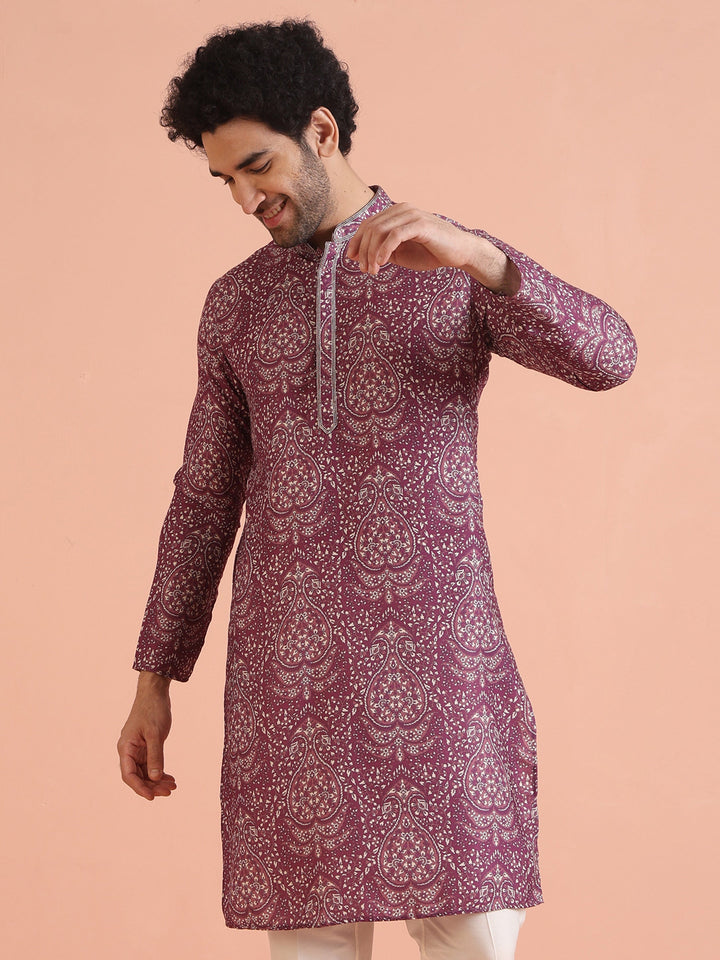 Maroon Art Silk Paisley Printed Kurta | SHOBITAM