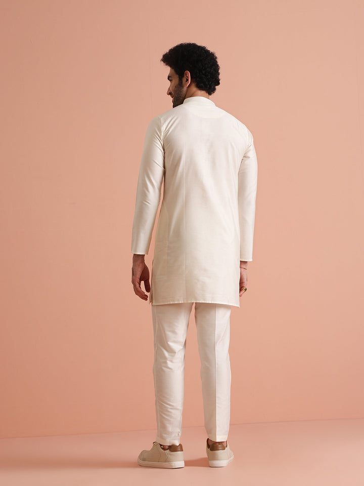 Elegant Off-White Cotton Blend Kurta for Men Minimalistic Ethnic Wear | SHOBITAM