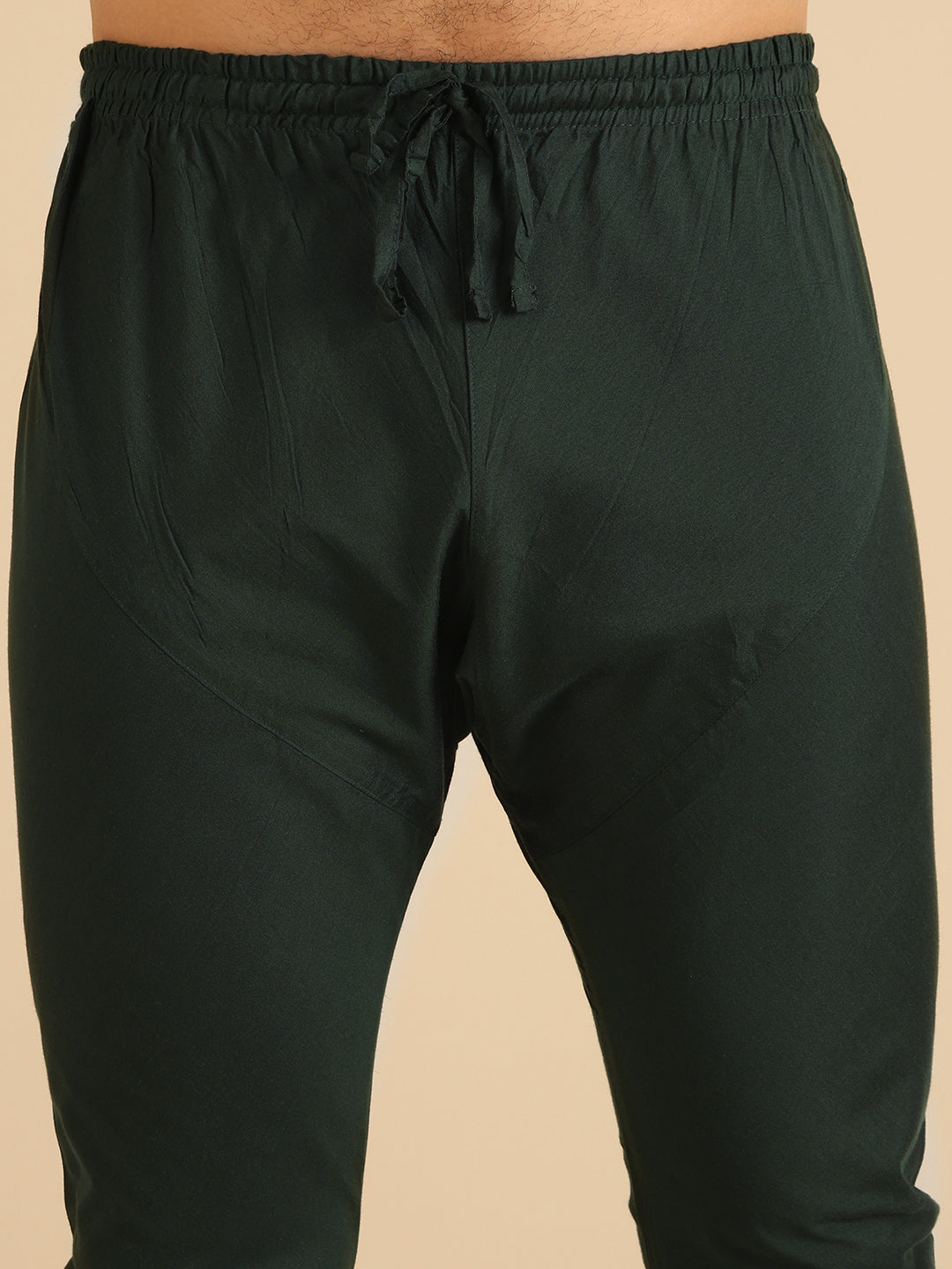 Dark Green Silk Blend Kurta with Churidar | SHOBITAM