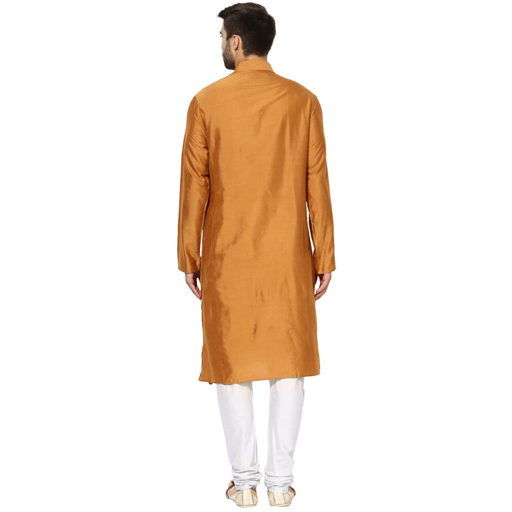 Mustard Silk Blend Solid Kurta | SHOBITAM