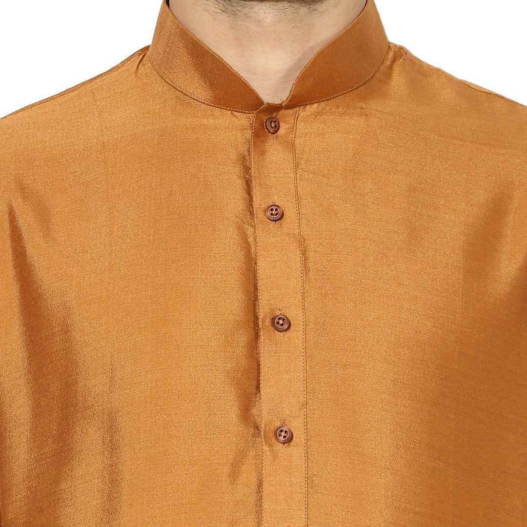 Mustard Silk Blend Solid Kurta | SHOBITAM