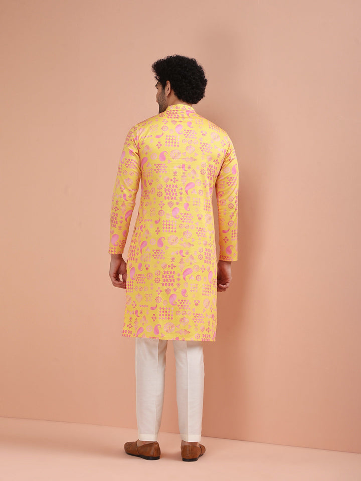 Yellow Printed Kurta-Printed Festive Wear | SHOBITAM