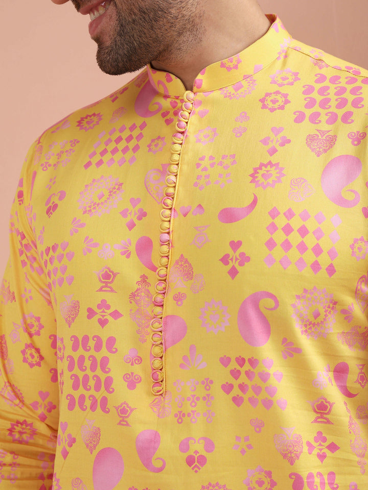 Yellow Printed Kurta-Printed Festive Wear | SHOBITAM