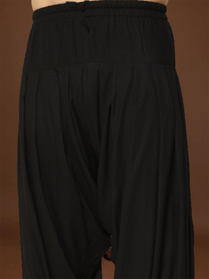Black Silk Blend Printed Kurta Black Patiala | SHOBITAM