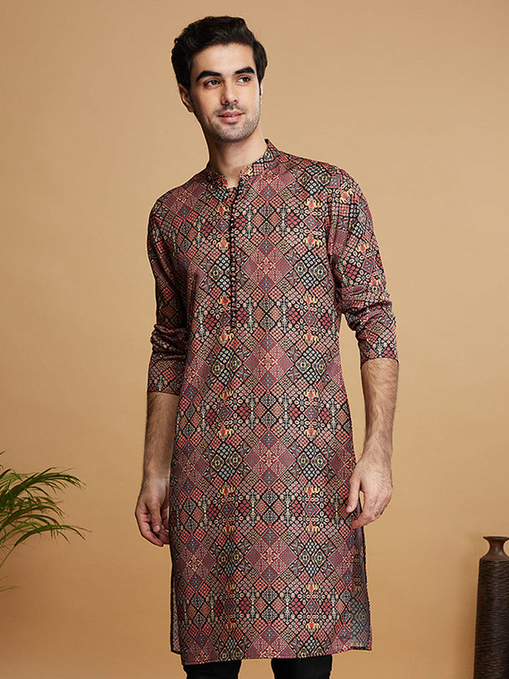 Multicolor Cotton Geometric Printed Kurta | SHOBITAM