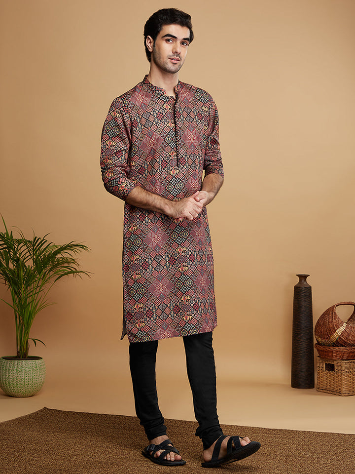 Multicolor Cotton Geometric Printed Kurta | SHOBITAM