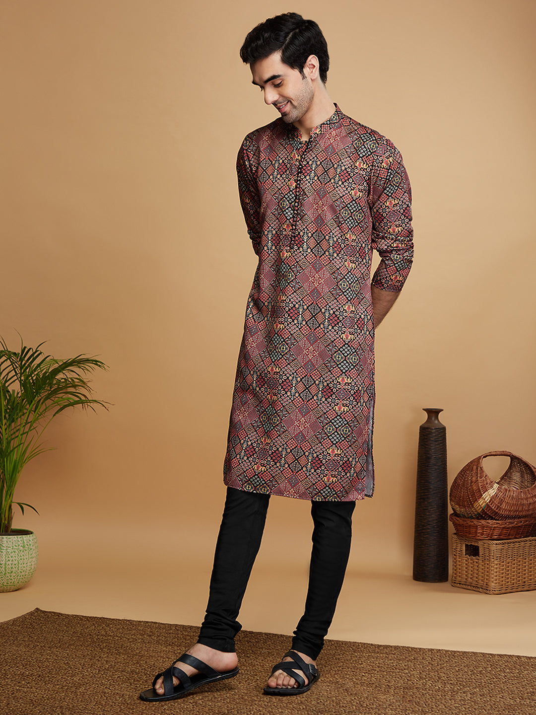 Multicolor Cotton Geometric Printed Kurta | SHOBITAM