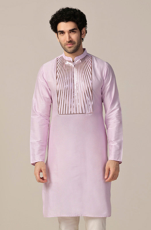 Pink  Metallic Embellished Long Kurta | SHOBITAM