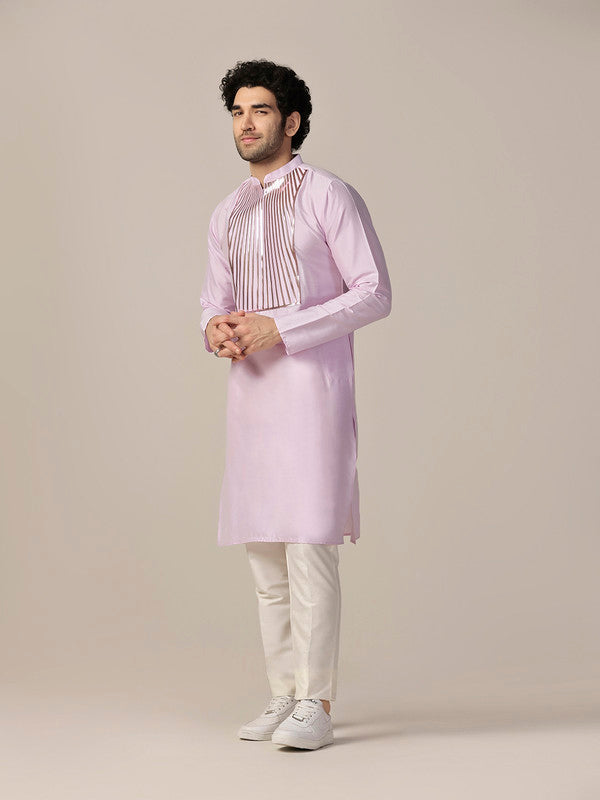 Pink  Metallic Embellished Long Kurta | SHOBITAM