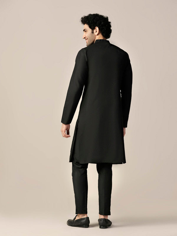 Black  Metallic Geometric Long Kurta | SHOBITAM