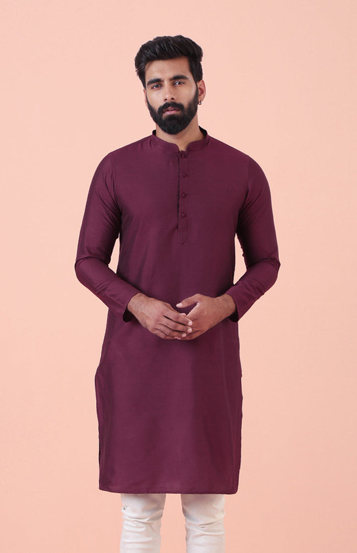 Wine Solid Plain Kurta | SHOBITAM