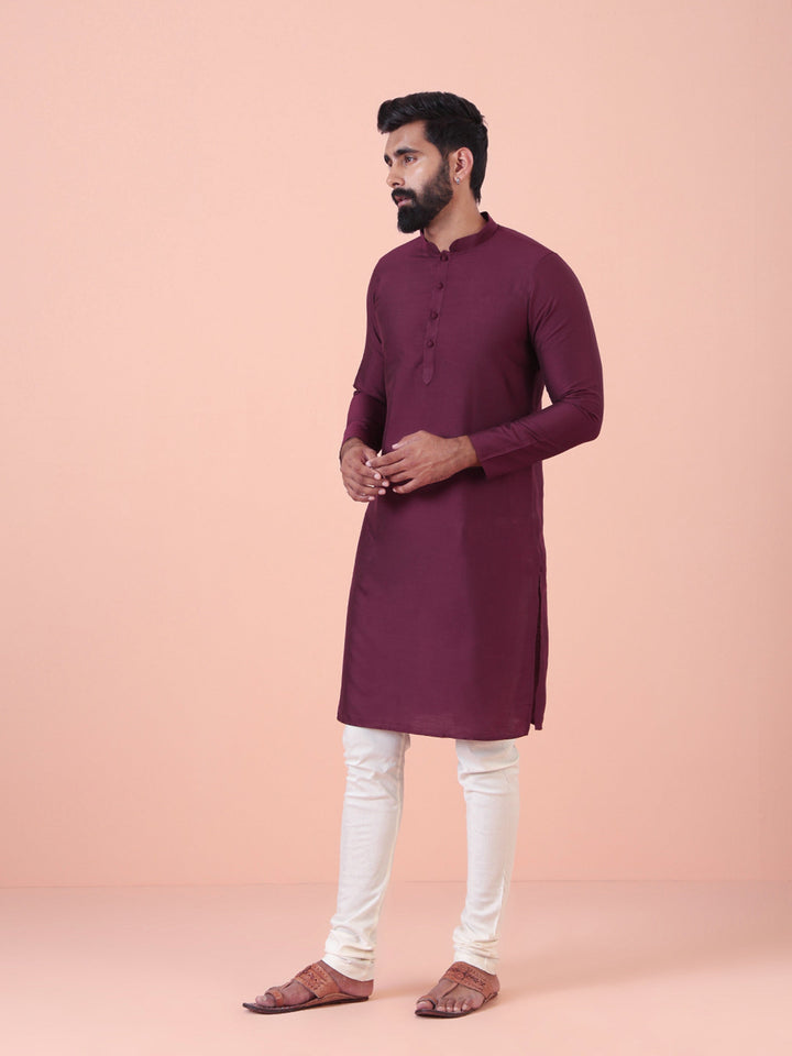 Wine Solid Plain Kurta | SHOBITAM