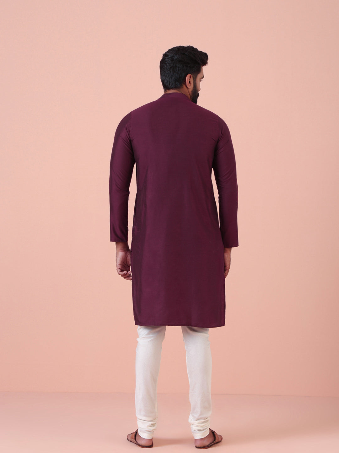 Wine Solid Plain Kurta | SHOBITAM