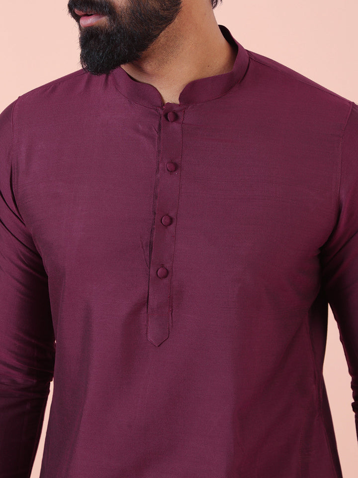 Wine Solid Plain Kurta | SHOBITAM