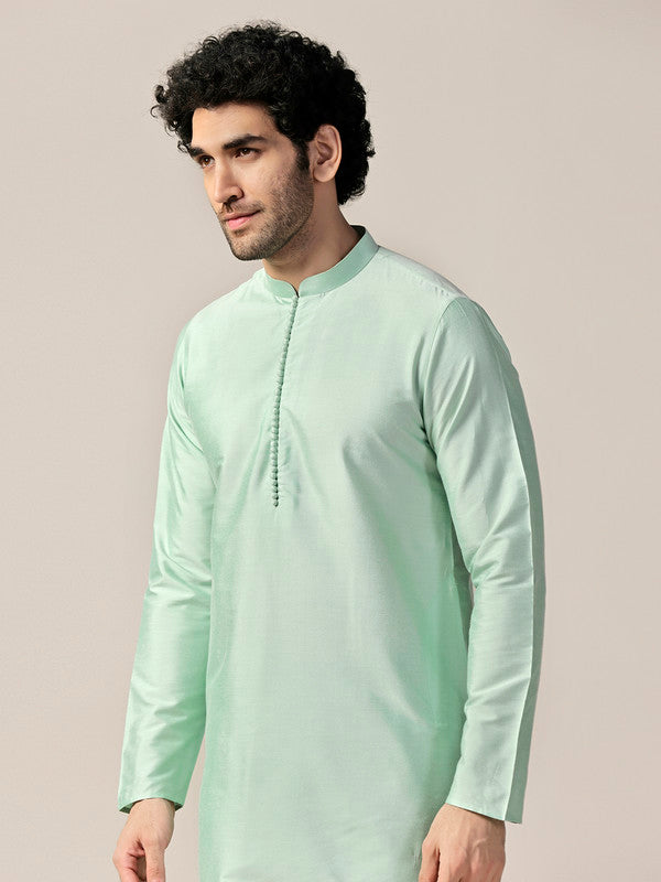 Mint Green Solid Mid Kurta Churidar Set | SHOBITAM
