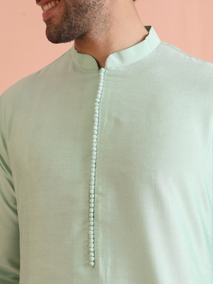 Men Aqua Green Kurta | SHOBITAM
