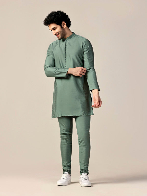 Sage Green Mid Kurta Trouser Set | SHOBITAM