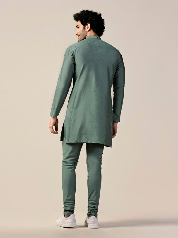 Sage Green Mid Kurta Trouser Set | SHOBITAM