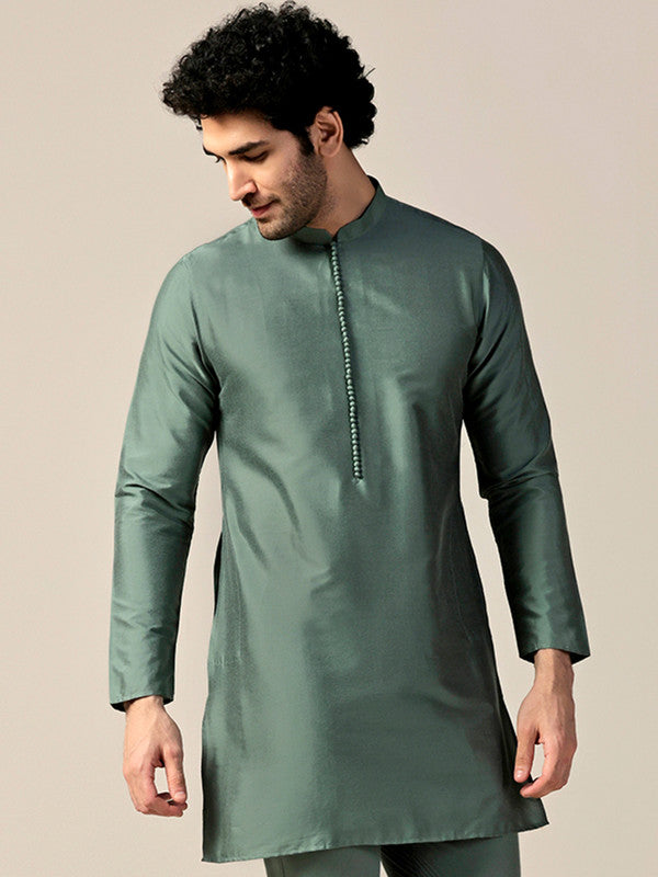 Sage Green Mid Kurta Trouser Set | SHOBITAM