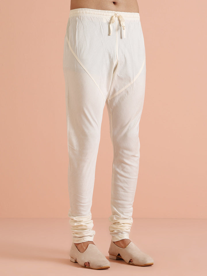 Men Off White Kurta Churidar Set | SHOBITAM