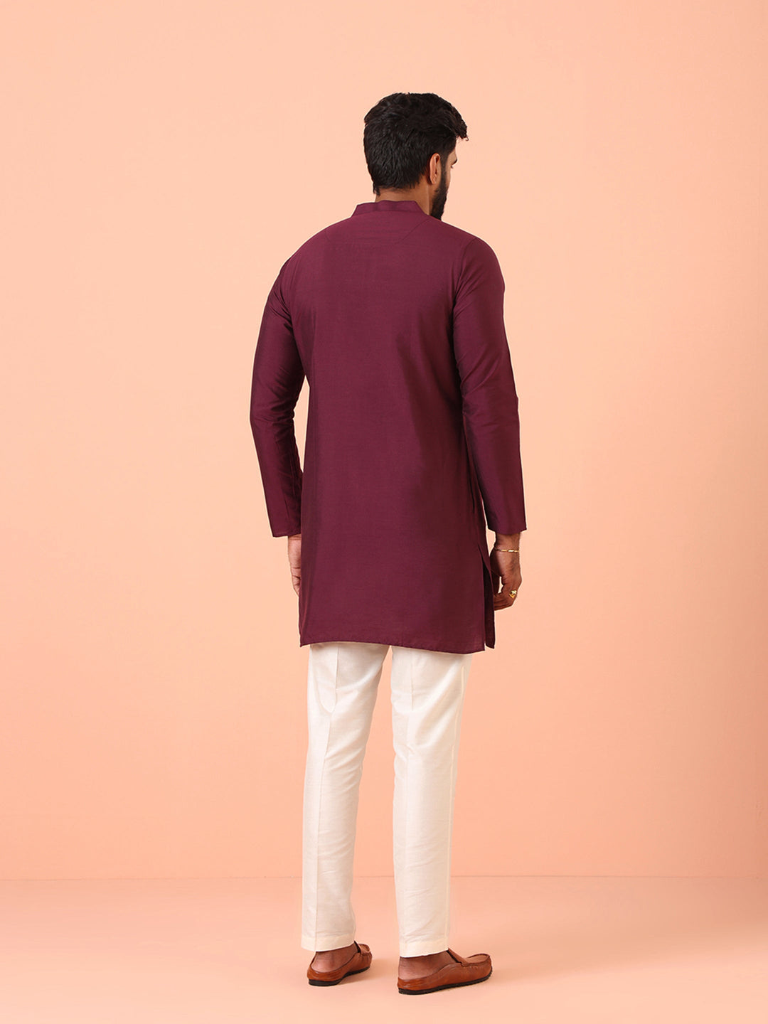 Men Wine Kurta Trouser Set | SHOBITAM