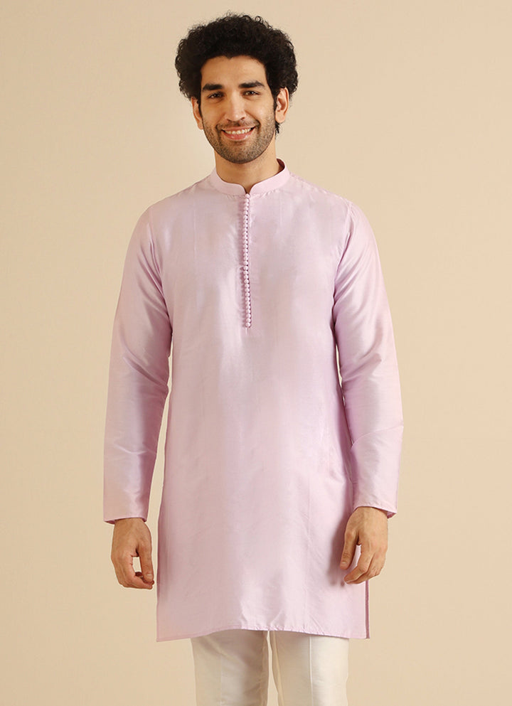 Men Lavender Mid Kurta | SHOBITAM