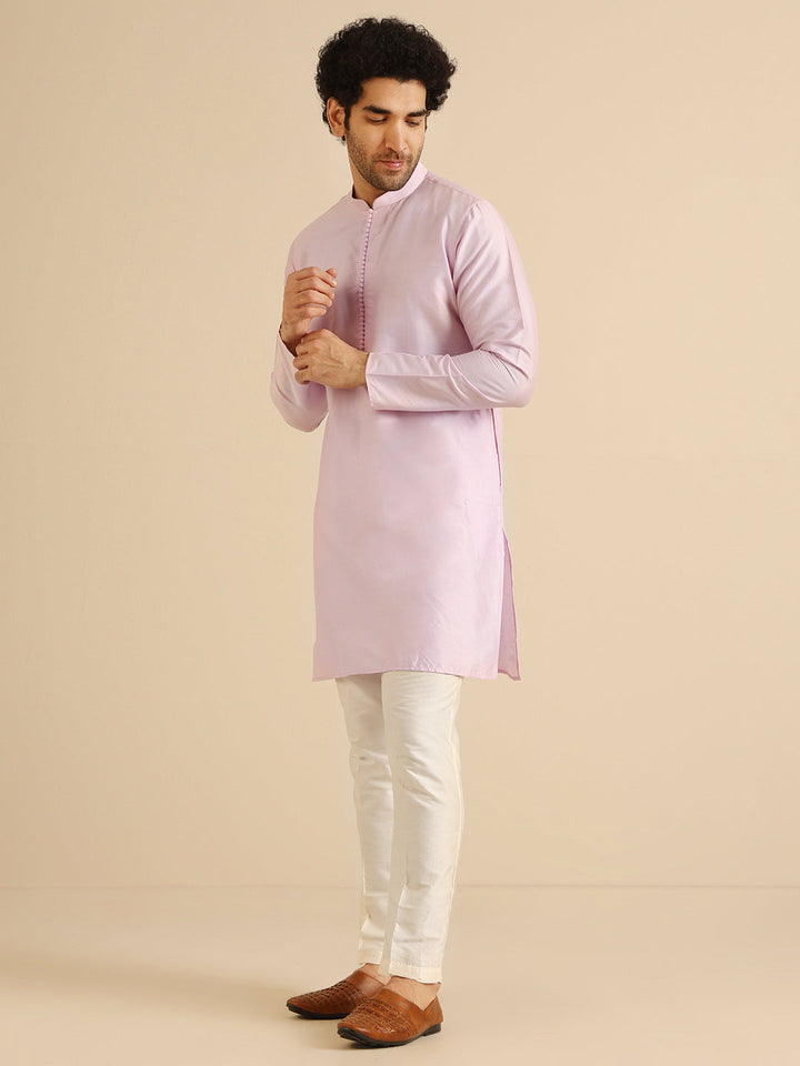 Men Lavender Mid Kurta | SHOBITAM