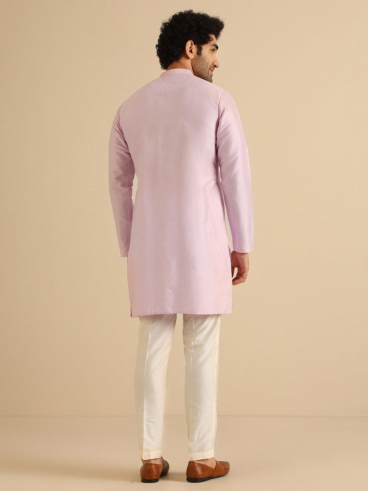 Men Lavender Mid Kurta | SHOBITAM
