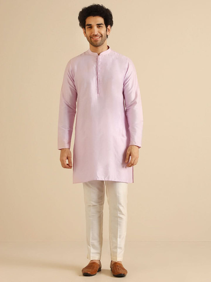 Men Lavender Kurta Trouser Set | SHOBITAM