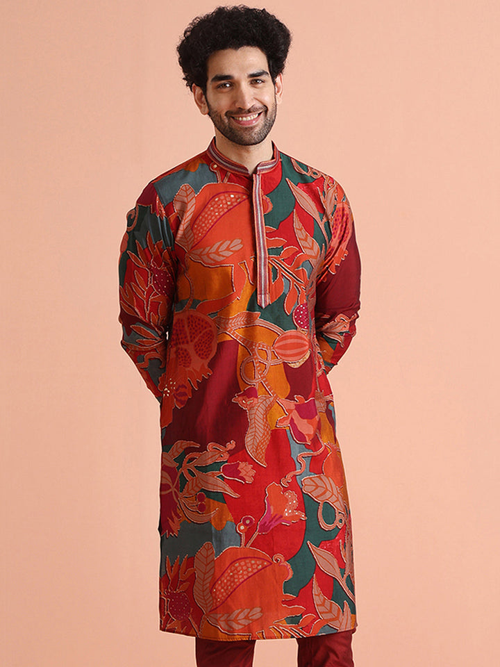 Multi Color Cotton Printed Long Kurta | SHOBITAM