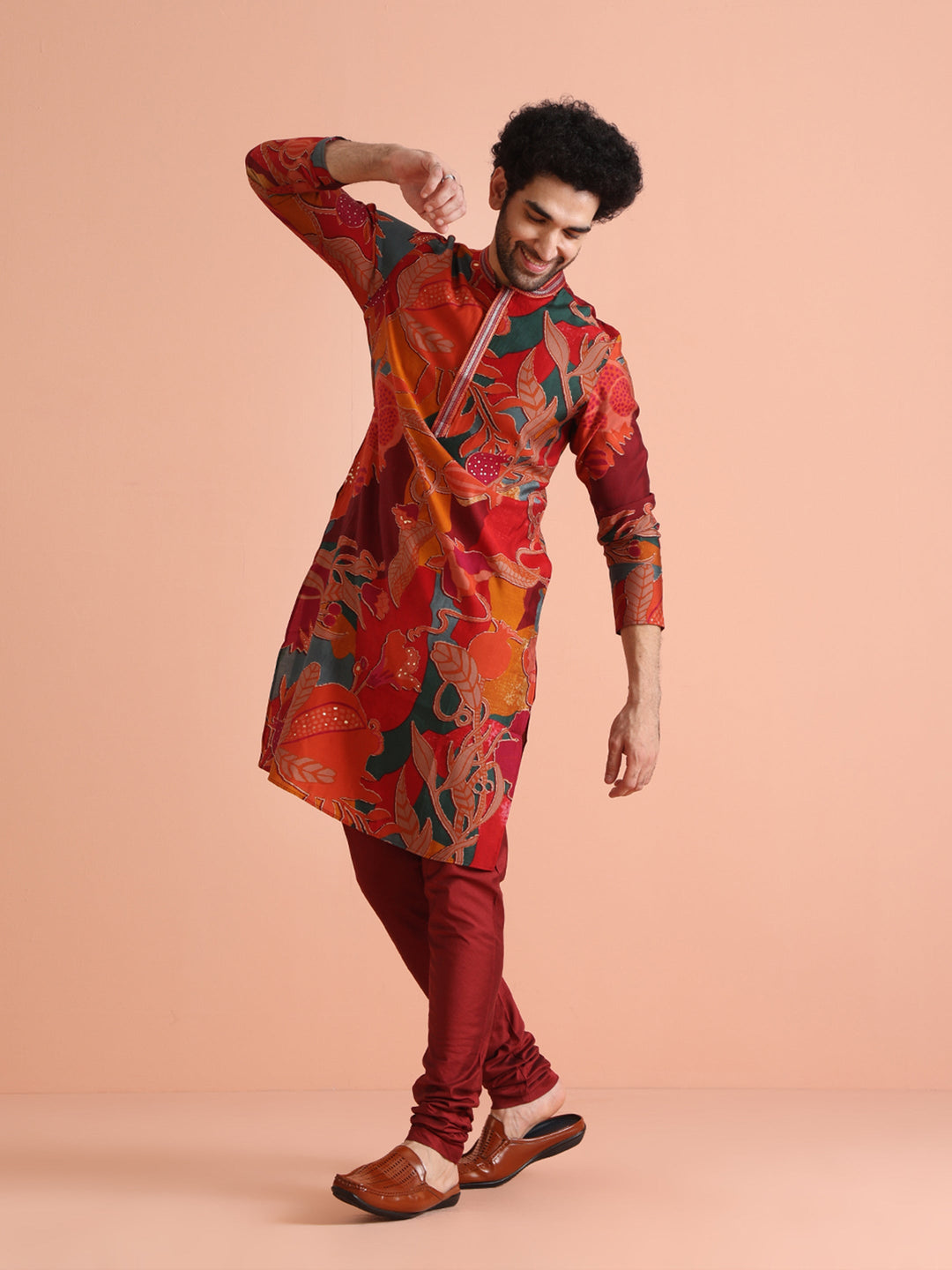 Multi Color Cotton Printed Long Kurta | SHOBITAM