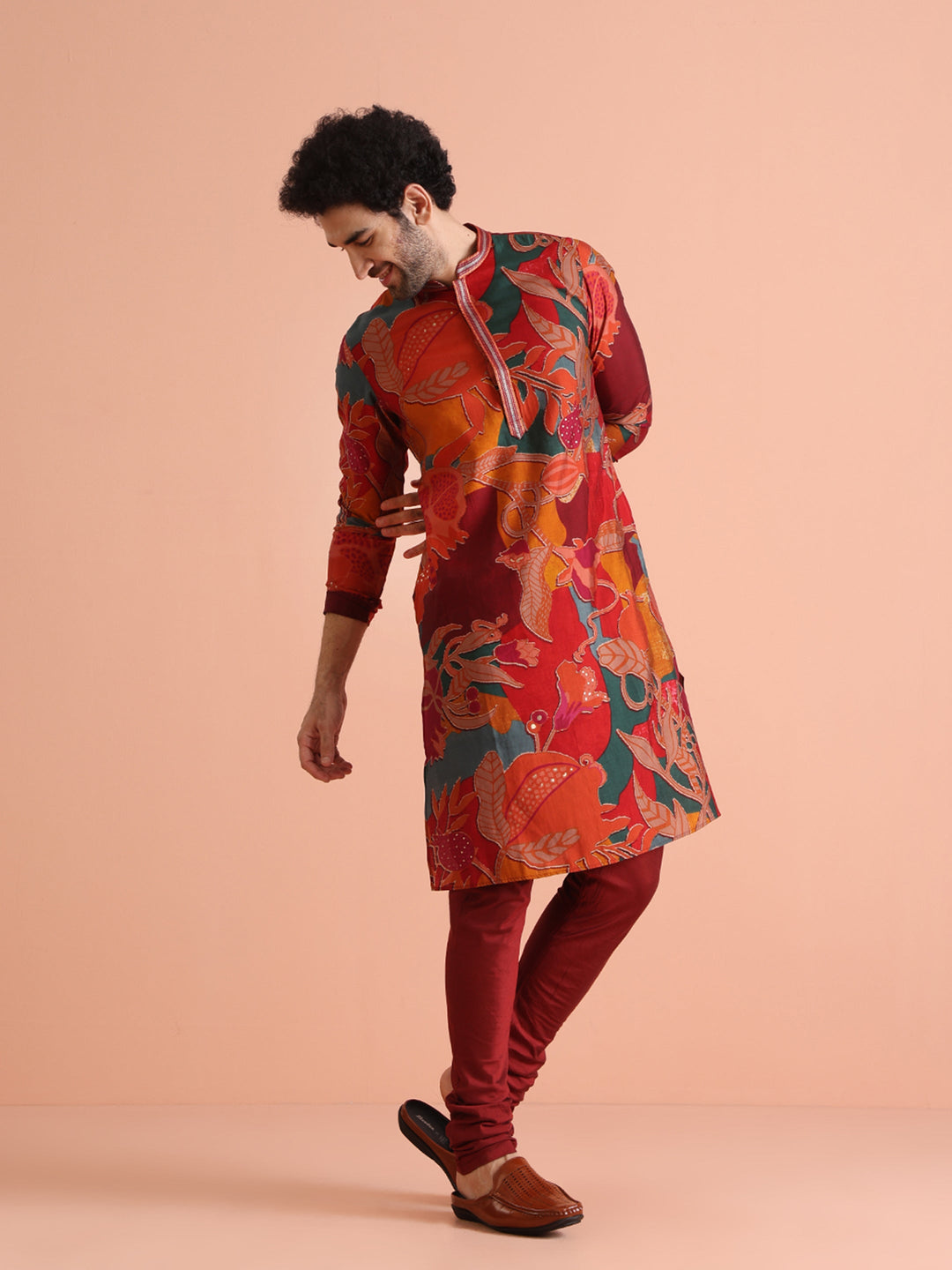 Multi Color Cotton Printed Long Kurta | SHOBITAM