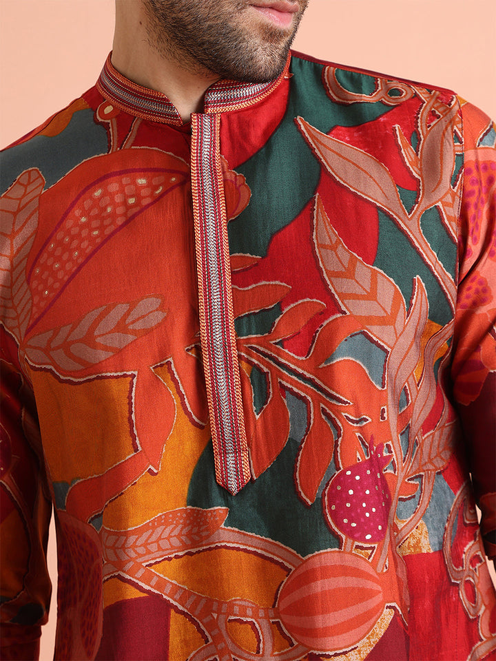 Multi Color Cotton Printed Long Kurta | SHOBITAM