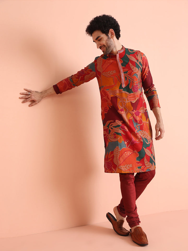 Multi Color Cotton Printed Long Kurta | SHOBITAM